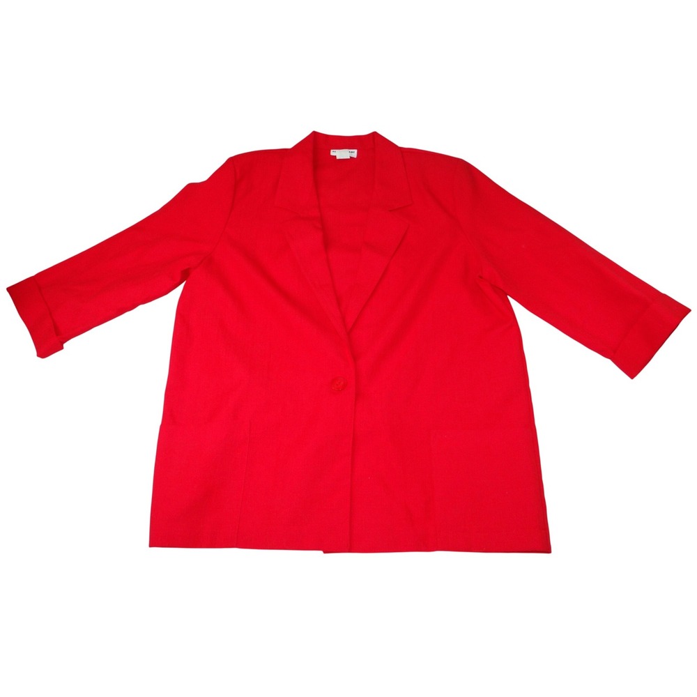 ALICE STUART Red Textured Blazer Jacket Button‎ Front Women's Large
